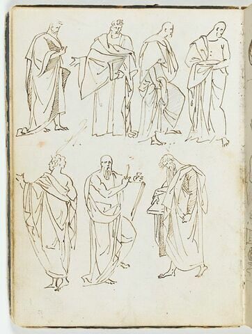 Sept figures d'hommes drapés à l'antique dans différentes attitudes, image 1/1
