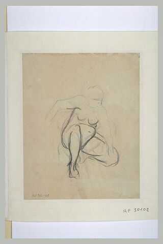 Etude d'une femme nue, accroupie, vue de face, image 2/2