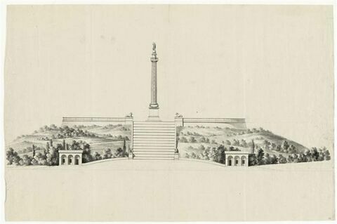 Plan et coupe : projet de colonne monumentale à la mémoire de Napoléon Ier