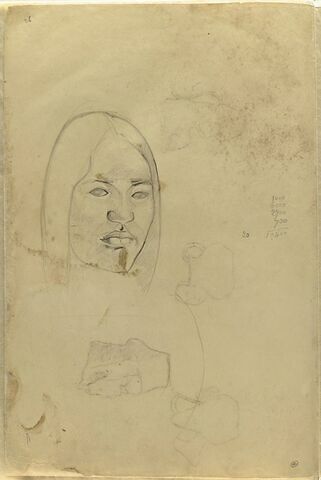 Portrait d'une polynésienne ; addition ; décharge du folio 10, image 1/2