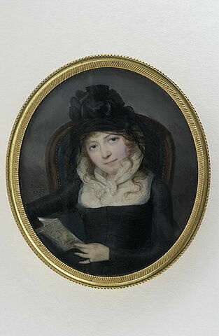 Portrait de Mademoiselle de Salienne portant une robe noire décolletée, image 1/1