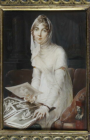 Portrait de Marie Victoire Jaquotot, assise sur un divan.