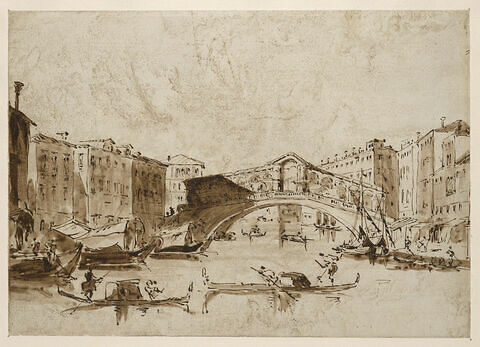 Vue du grand canal et du pont du Rialto, à Venise, image 1/2