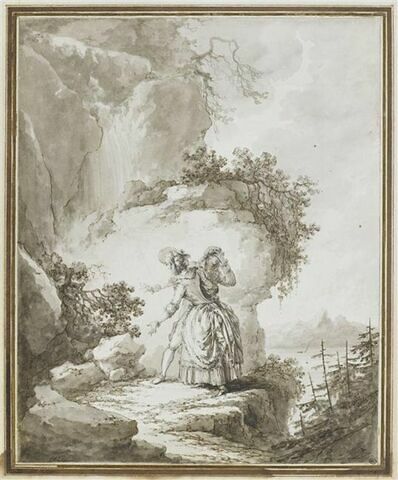 Madame de Wolmar et Saint-Preux sur les rochers de la Meillerie