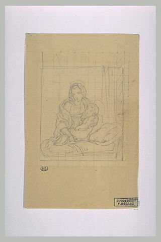 Jeune femme posant un enfant dans un lit : Vierge à l'Enfant, image 1/1