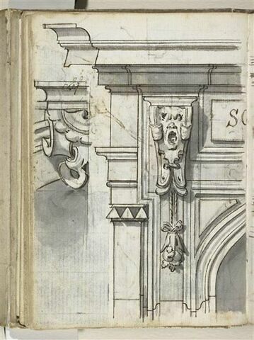 Détail de l'encadrement d'une des niches d'un saint du choeur de la basilique de Santi Ambrogio e Carlo al Corso, image 1/2