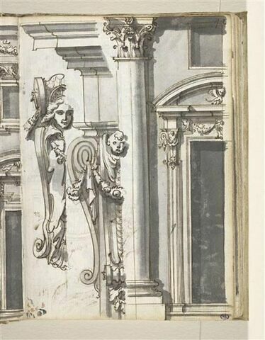 Façade de Sant'Ignazio à Rome; motifs décoratifs architecturaux et sculpturaux