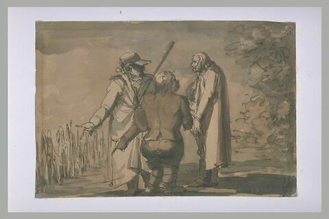 Le comte Ehrensvard, son curé et un paysan, conversant