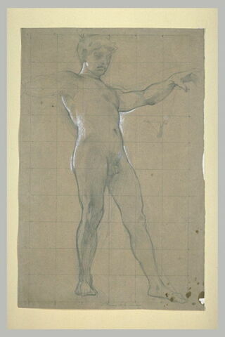 Etude d'homme nu, debout, bras écartés, image 2/2