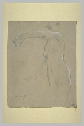 Femme nue, debout, le bras gauche levé