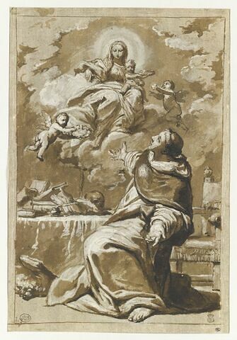 Apparition de la Vierge avec l'Enfant, en gloire, à saint Thomas d'Aquin