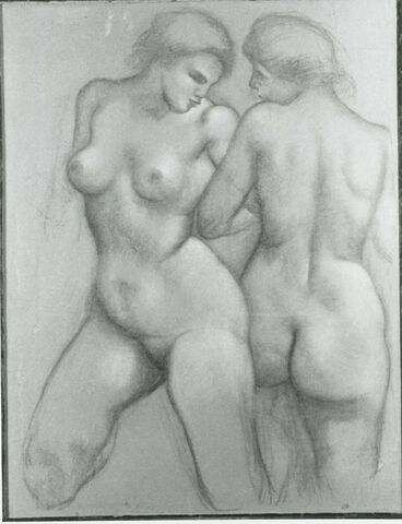 Deux femmes nues, l'une de face, l'autre de dos, image 1/1