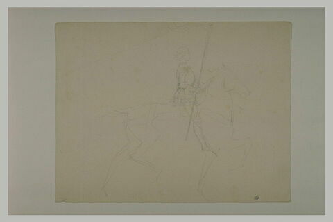 Statue équestre : Jeanne d'Arc, nu tête, tenant un étendard, image 1/1