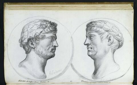 Deux médaillons représentant les profils de : 'ADRIANO' et 'TRAIANO', image 1/3
