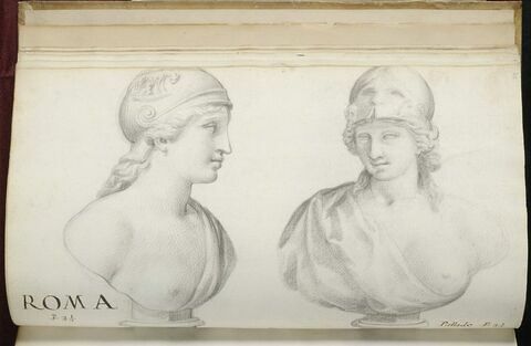 Deux bustes représentant l'un 'ROMA' ; l'autre 'PALLADE', image 2/3
