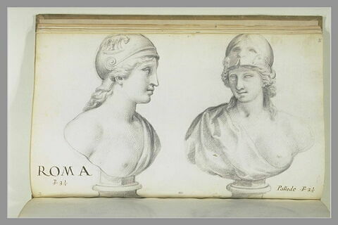 Deux bustes représentant l'un 'ROMA' ; l'autre 'PALLADE', image 3/3