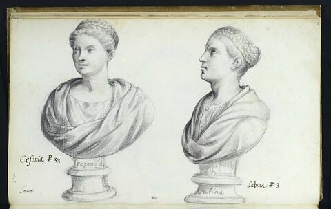 Deux bustes représentant l'un 'CEFONIA' ; l'autre 'SABINA'