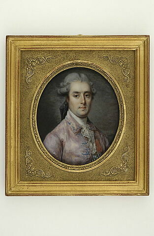 Portrait d'Armand Scipion Urbain, Marquis de Pujol (1736-1781), en buste, de 3/4 à droite, en perruque poudrée à deux cadenettes et coiffé en queue, en habit rose, décoré de l'ordre de Saint Louis., image 1/1