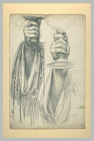 Etudes d'une main tenant un calice : la main de saint Hyacinte