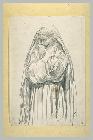 Femme voilée les bras croisés sur la poitrine : sainte Claire