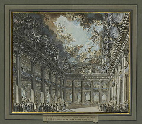Salle de bal et de festin à Versailles, animée d'une multitude de personnes