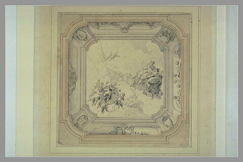 Projet de plafond : Apollon entre des figures féminines et des amours, image 1/1
