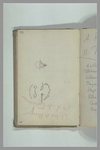Caricatures, et note manuscrite