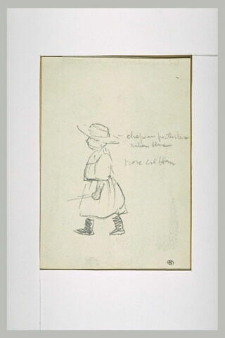 Jeune garçon, coiffé d'un chapeau, marchant vers la gauche, image 1/1