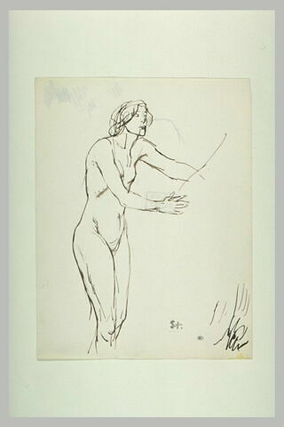 Femme nue, les bras tendus en avant