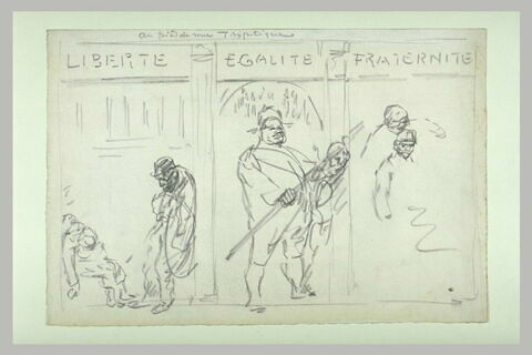 Triptyque allégorique illustrant la Liberté, l'Egalité et la Fraternité, image 1/1