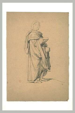 Etude d'un homme debout enveloppé dans une cape : Poussin, image 1/1