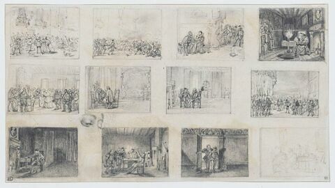 Douze scènes d'époque Renaissance et une étude de tête, image 1/2