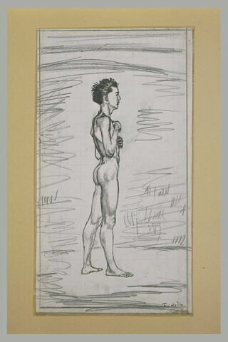 Jeune homme debout, de profil vers la droite, image 2/2