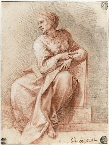 Femme assise, tournée vers la gauche : la Sibylle d'Erythrée, image 1/2