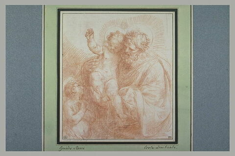 Saint Joseph tenant l'Enfant Jésus dans ses bras, et saint Jean