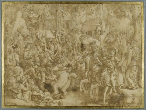 Triomphe de Scipion : les troupes du général défilent en triomphe vers le Capitole