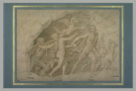 Orphée, se retournant, perd Eurydice attrapée par Pluton, image 2/2