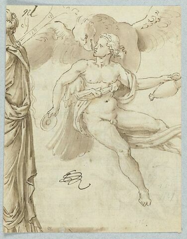 Enlèvement de Ganymède ; figure drapée vue de trois quarts de dos (coupée), image 1/2