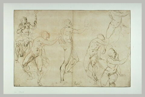 Saint Jean-Baptiste, assis ; cinq hommes nus tournés vers la droite, image 2/2