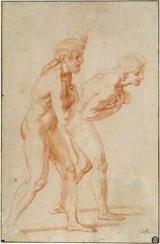Deux hommes nus debout, de profil à droite : étude pour deux apôtres, image 1/2