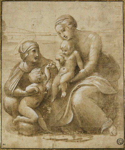 Vierge à l'Enfant, sainte Elisabeth et le petit saint Jean dans un paysage
