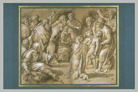 Jeune garçon possédé entouré de dix-huit figures, d'après la Transfiguration, image 1/1