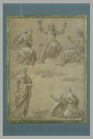 Le Christ en gloire entre la Vierge, et saint Jean-Baptiste et deux saints