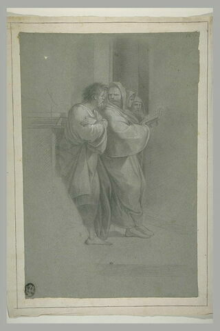 Quatre hommes debout, d'après des figures dans Héliodore chassé du Temple, image 1/1
