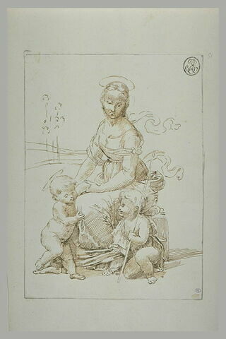 La Vierge assise avec l'Enfant et le petit saint Jean, dans un paysage, image 1/1
