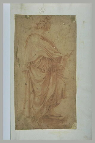 Homme drapé, lauré, de profil vers la droite : figure du Parnasse, image 2/2