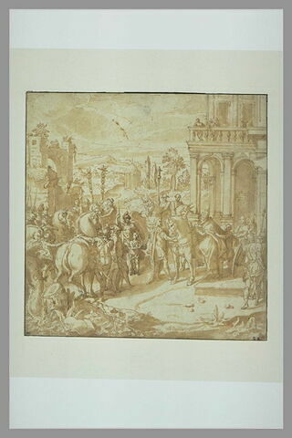 L'Empereur Constantin tenant les brides du cheval du pape Sylvestre