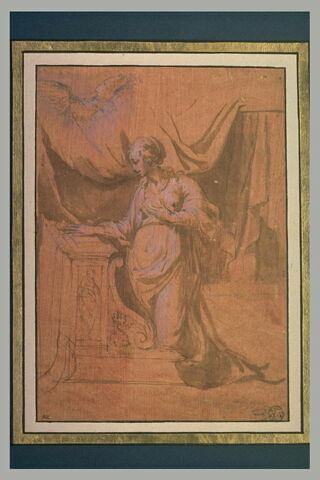 Femme à genoux, avec la colombe du Saint-Esprit : Vierge d'une Annonciation