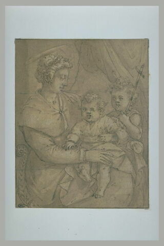La Vierge avec l'Enfant sur ses genoux et le petit saint Jean