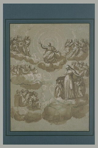 Dans les nuées, Dieu, des anges musiciens, et la Vierge de Miséricorde, image 2/2